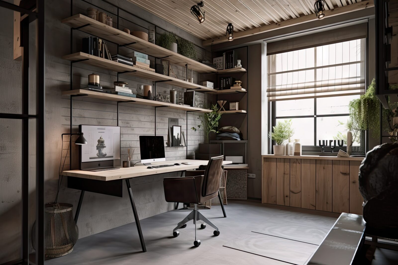 A garage converted into a luxurious office