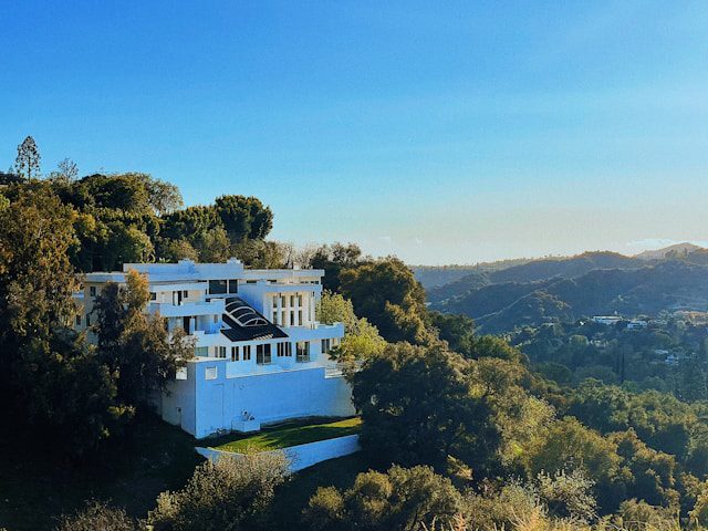 A hillside view of a Calabasas home