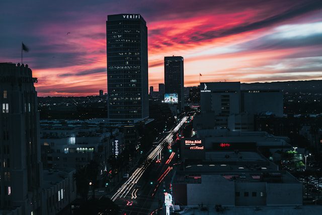 The city lights in West Hollywood