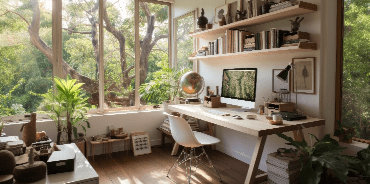 A room addition with a fireplace and bookshelves