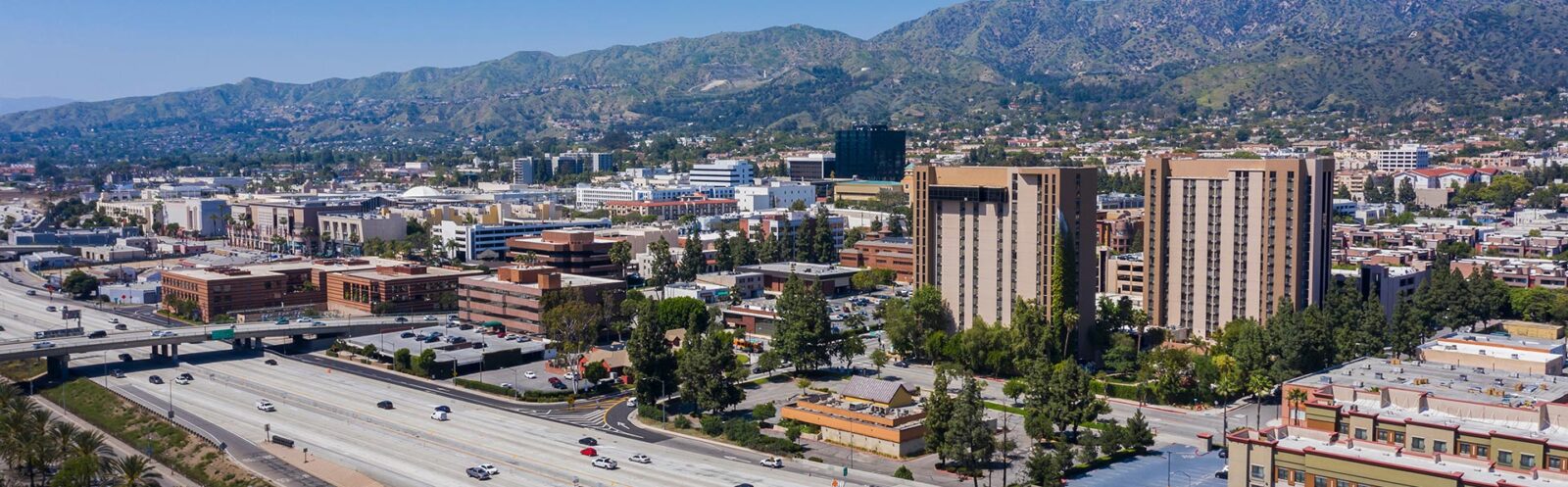 An aerial view of the iconic film and TV complex, including the Warner Brothers tower