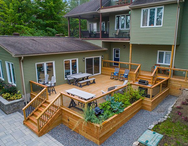 Deck with patio furniture on it