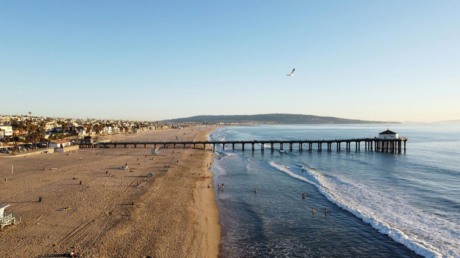 The sun setting over Manhattan Beach, CA
